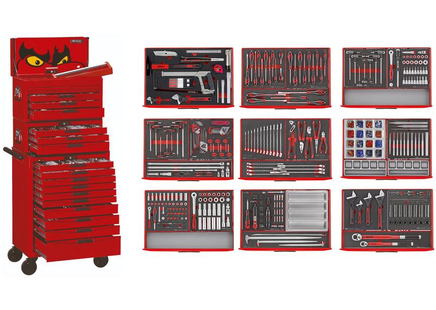 Gereedschapswagen rood foam midi master set 19 laden