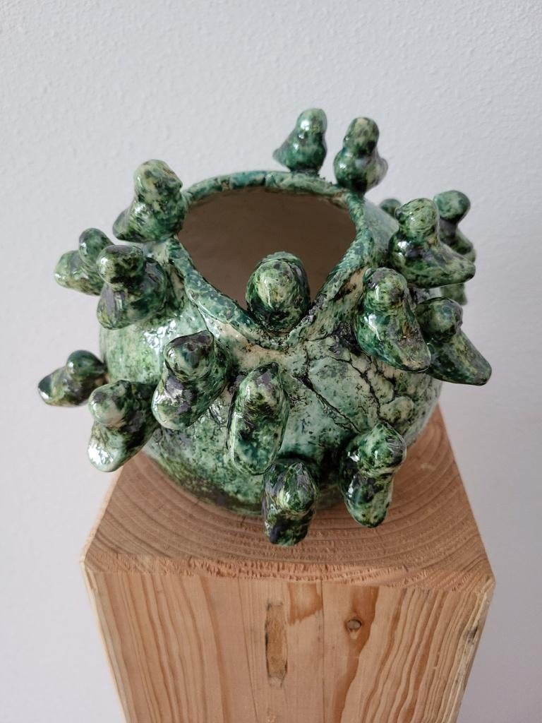 BOL MET VOGELTJES, beeld, geglazuurd, keramiek, Ophalen, Nieuw, Fantasy