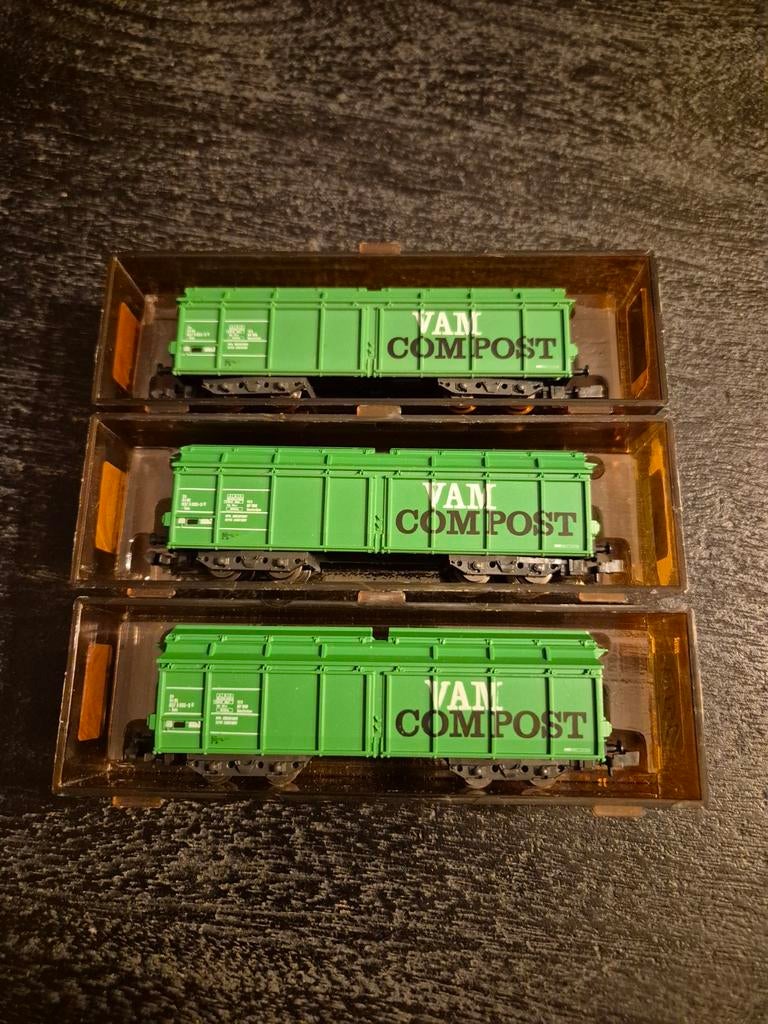 3x 25119 Roco N-spoor VAM Compost wagon, groen, nieuwstaat, Ophalen of Verzenden, Nieuw, Wagon, Roco