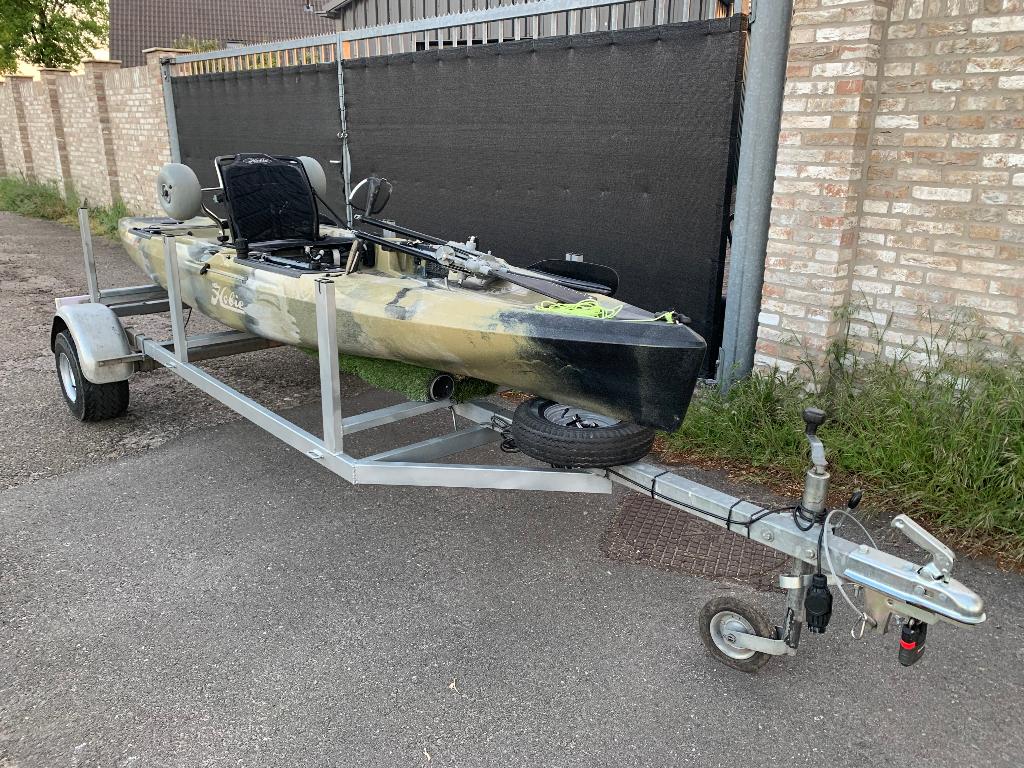 Hobie kayak met trailer voor 1-2 kayaks + Lowrance visvinder, Watersport en Boten, Ophalen, Gebruikt, Eén persoon, Met peddels