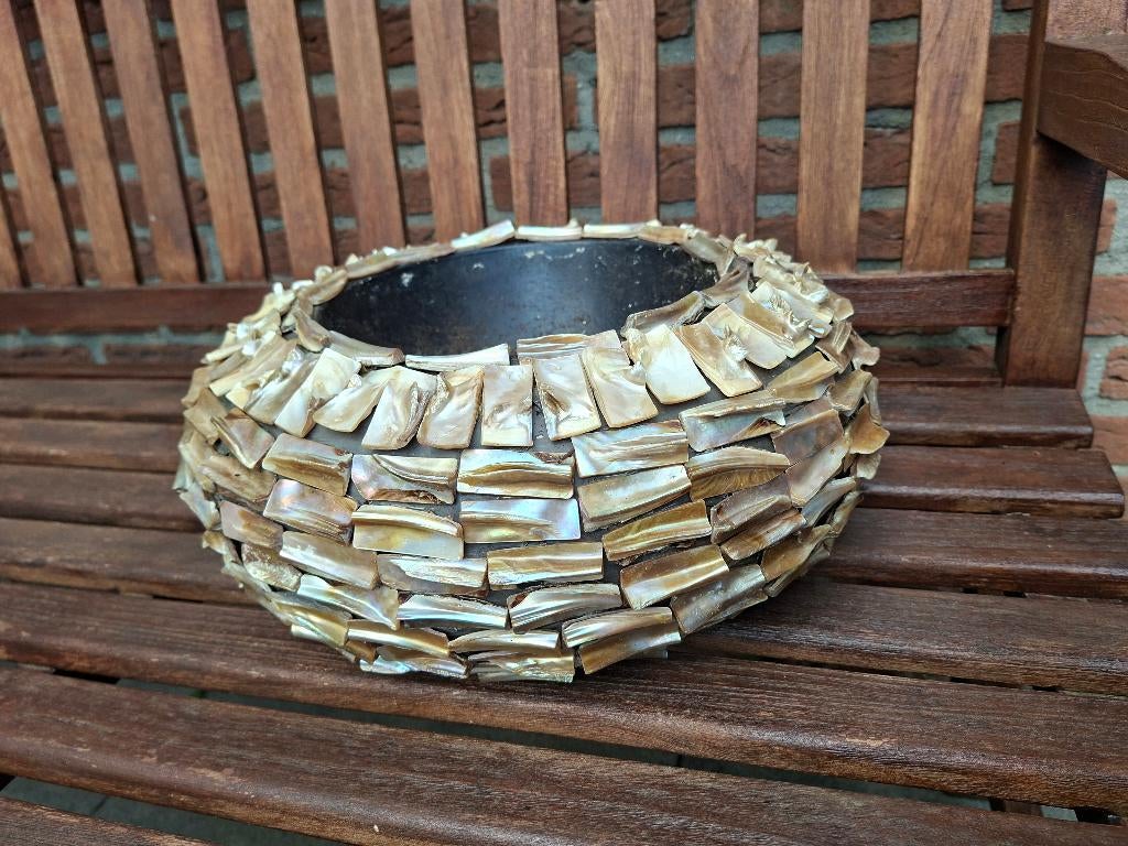 Eric kuster schelpenpot, Huis en Inrichting, Woonaccessoires | Spiegels, Ophalen, Minder dan 50 cm, Rond, Zo goed als nieuw
