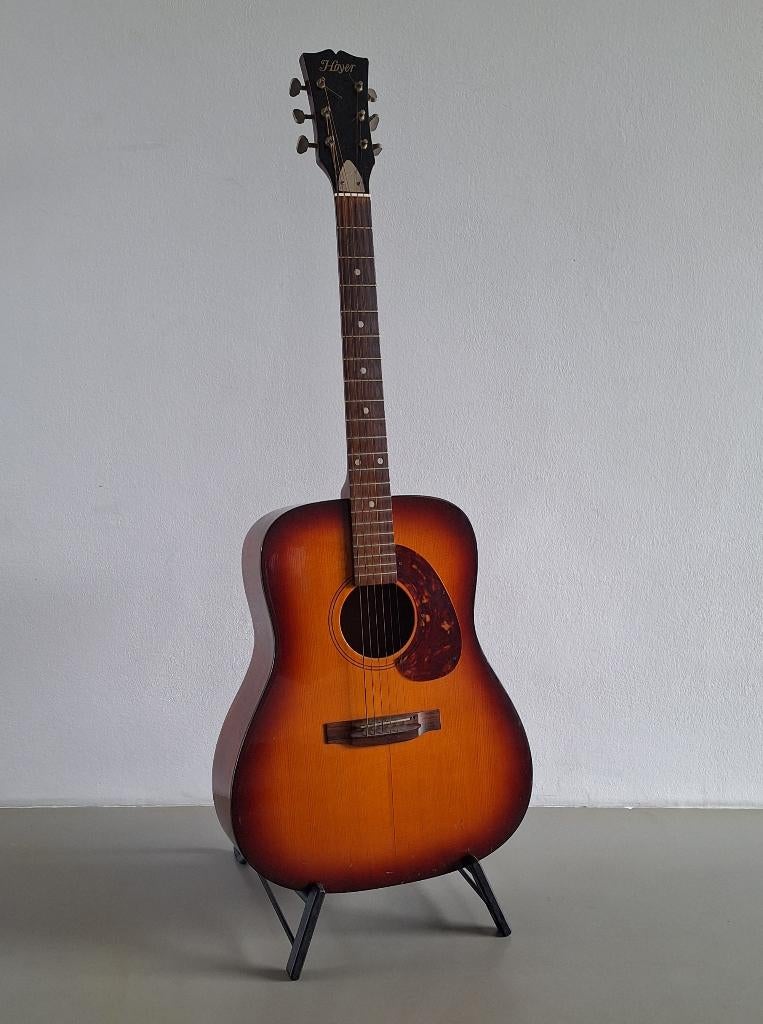 vintage Hoyer Gitarren akoestische gitaar 70's sunburst, Ophalen, Gebruikt, Western- of Steelstringgitaar