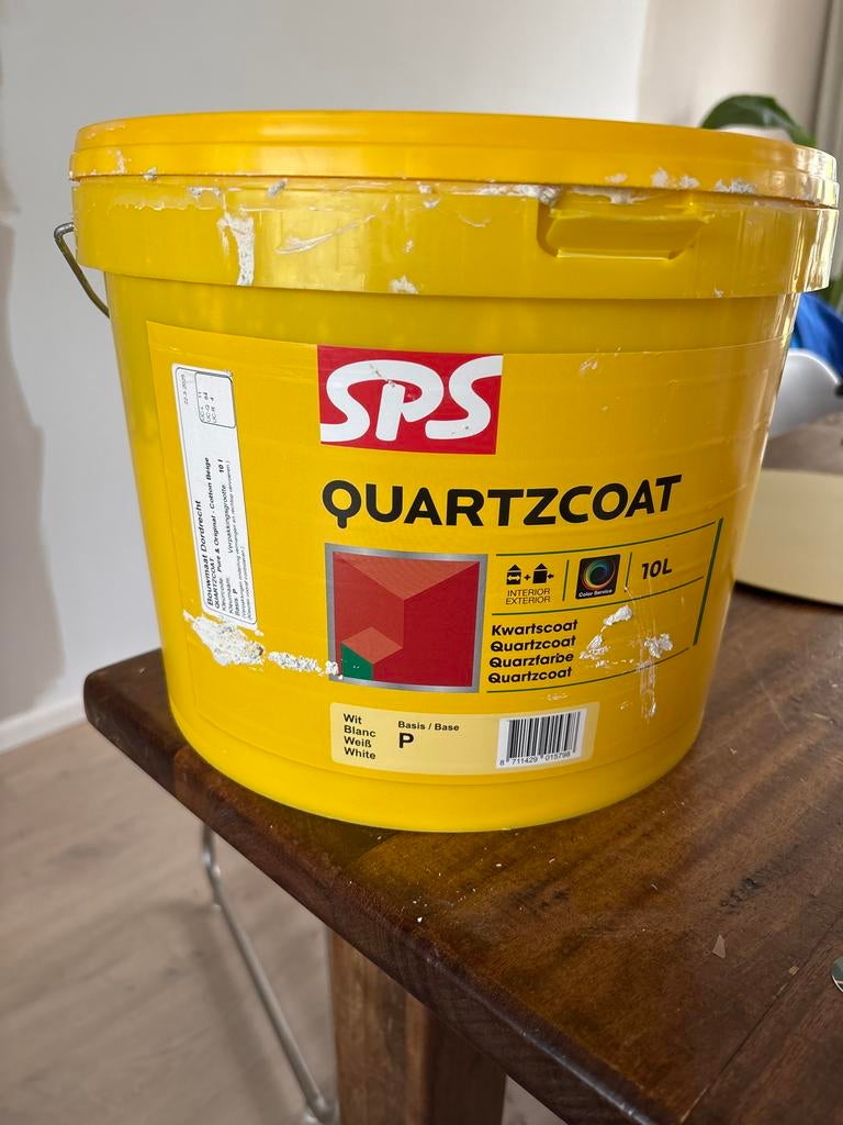 SPS Quartzcoat Cotton Beige, Doe-het-zelf en Verbouw, Verf, Beits en Lak, Ophalen, 5 tot 10 liter, Beige, Nieuw