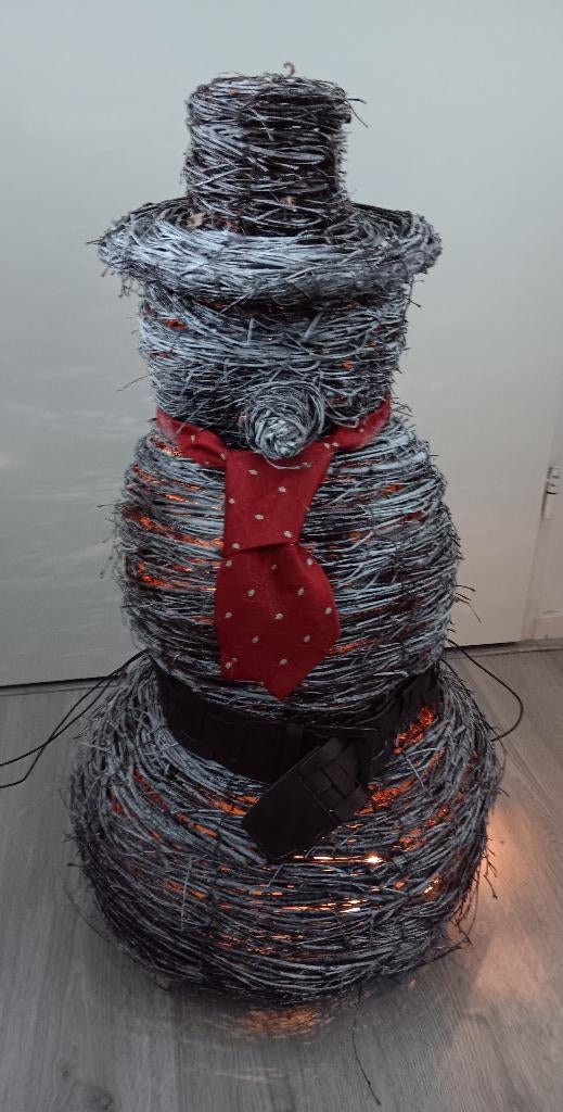 Grote decoratieve sneeuwpop met verlichting 71 cm, Diversen, Kerst, Ophalen, Gebruikt