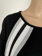 K37 Yoek mt. L=42/44 lange trui sweater top zwart/wit/zilver, Yoek, Zwart, Maat 42/44 (L), Ophalen of Verzenden
