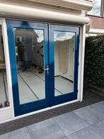 Set hardhouten openslaande tuindeuren., Ophalen, Gebruikt, 80 tot 100 cm, Buitendeur