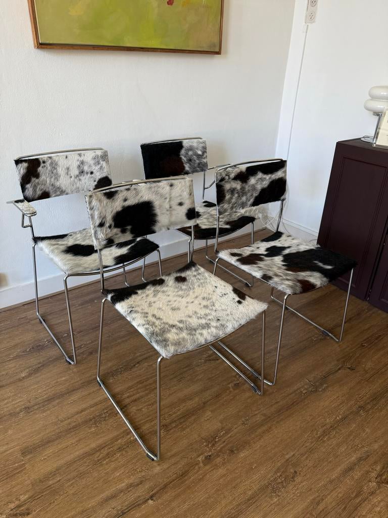 Set van 4 unieke koeienhuid stoelen, Ophalen, Gebruikt, Overige kleuren, Leer