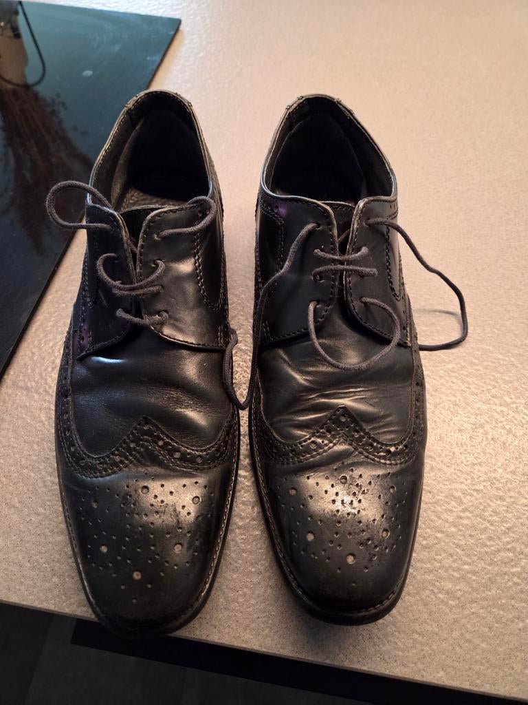 Van Beers Zwarte Leren Herenschoenen Maat 42, Zwart, Ophalen of Verzenden, Van Beers, Gedragen