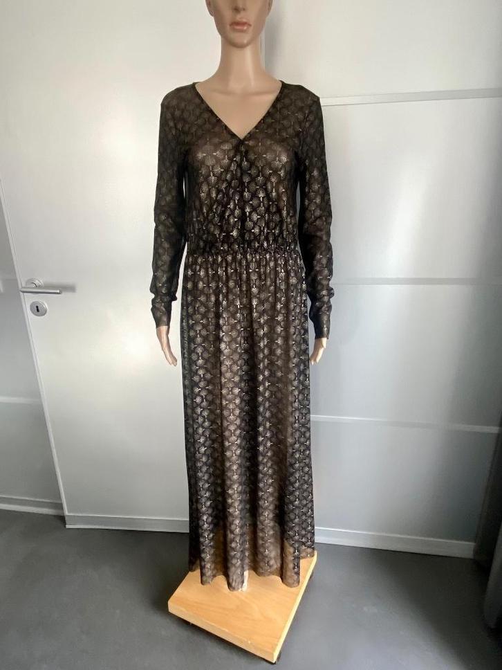 J121 Sissy Boy lange maxi jurk maat 40/42=M/L zwart beige, Kleding | Dames, Jurken, Zo goed als nieuw, Maat 38/40 (M), Zwart, Onder de knie