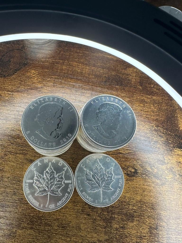 25x Silver Maple Leaf — 1oz .9999 — 2010 & 2011, Ophalen of Verzenden, Zilver