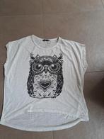 Mooi wit shirt met uil print van Shana, maat S, Kleding | Dames, Wit, Ophalen of Verzenden, Korte mouw, Maat 36 (S)