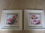 2 mooi geschilderde schilderijtjes van een roos en een lelie, Minder dan 50 cm, Ophalen of Verzenden, Zo goed als nieuw, Schilderij