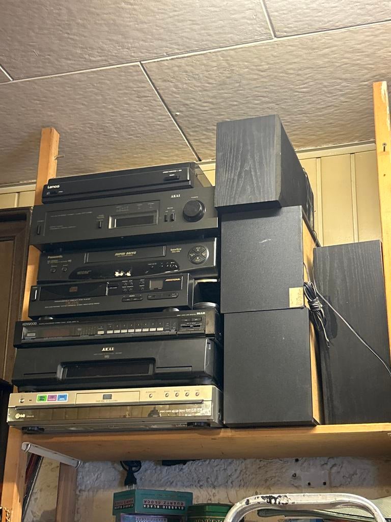 Stereo-set met diverse componenten en speakers, Audio, Tv en Foto, Stereo-sets, Gebruikt, Cassettedeck, Losse componenten, Ophalen