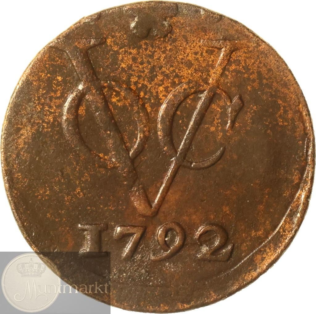 V.O.C. - Holland - Duit 1792 - Decentrisch 5%, Postzegels en Munten, Munten | Nederland, Ophalen of Verzenden, Vóór koninkrijk