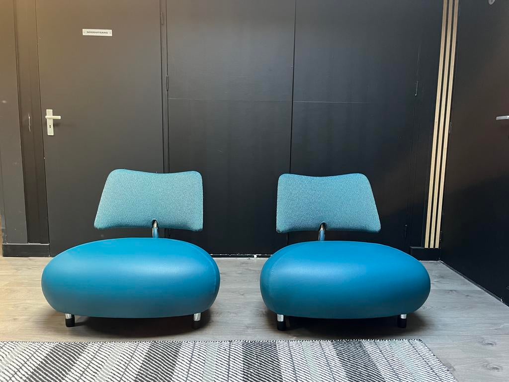 Leolux Pallone leder ploegstof, Huis en Inrichting, Fauteuils, Zo goed als nieuw, Hout, Kunststof, Leer, Metaal, Stof, Overige materialen