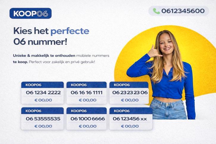 KOOP06•nl - Kies jouw perfecte nummer!, Telecommunicatie, Prepaidkaarten en Simkaarten, Nieuw, Ophalen of Verzenden