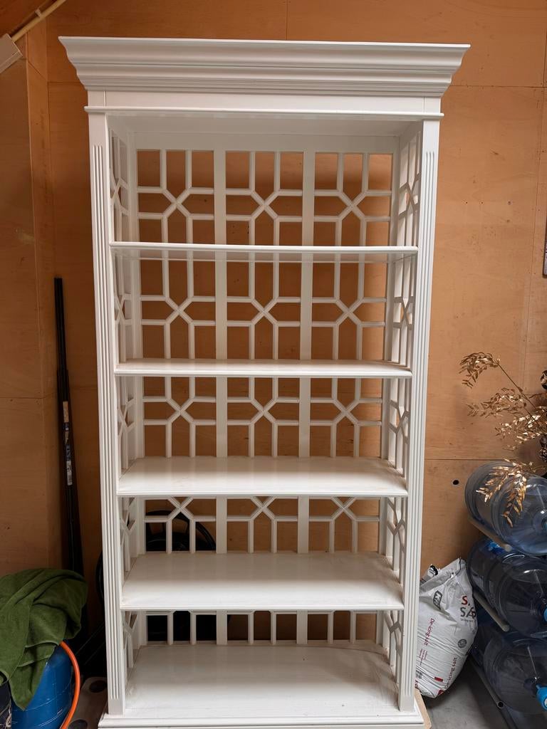 Witte hoogglans art deco stijl kast, Huis en Inrichting, Gebruikt, 100 tot 150 cm, 200 cm of meer, Ophalen of Verzenden