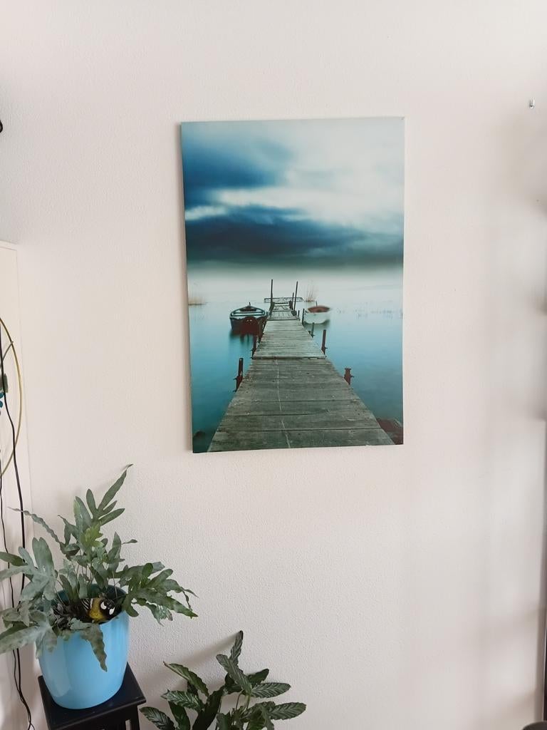 Schilderij steiger met bootjes 90x60 cm, Ophalen