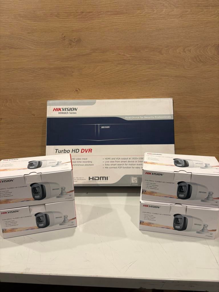 Hikvision DVR met 4 camera’s, Audio, Tv en Foto, Videobewaking, Nieuw, Ophalen of Verzenden