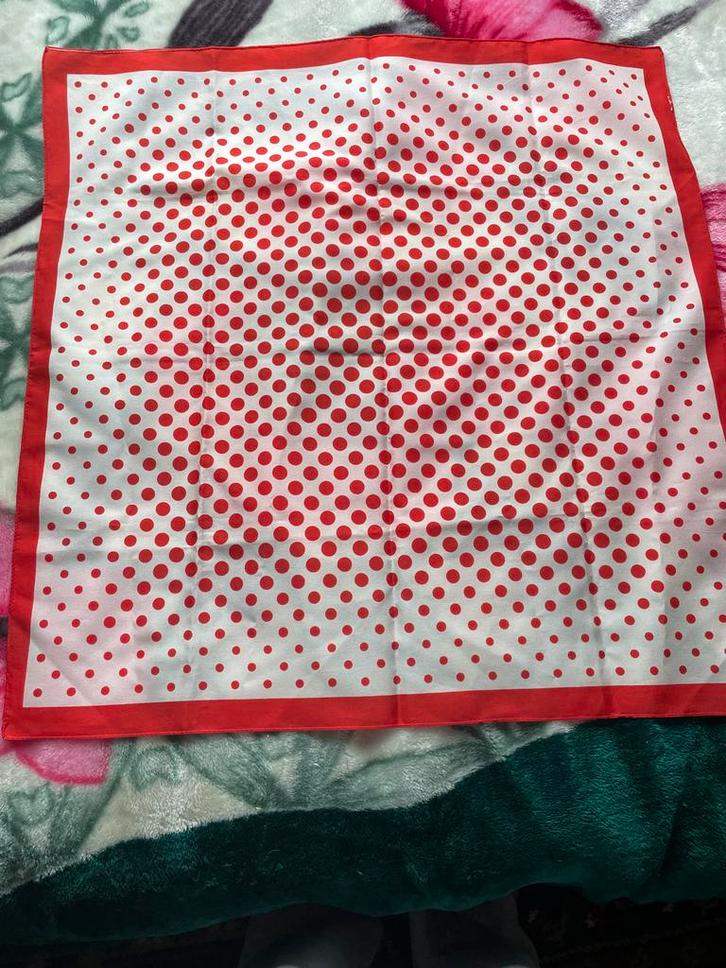 Vintage Sjaal met Rode Stippen, Kleding | Dames, Mutsen, Sjaals en Handschoenen, Gedragen, Sjaal, Maat 38/40 (M), Ophalen of Verzenden