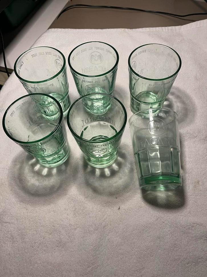 Set van 6 Bacardi glazen, Antiek en Kunst, Antiek | Glas en Kristal, Ophalen