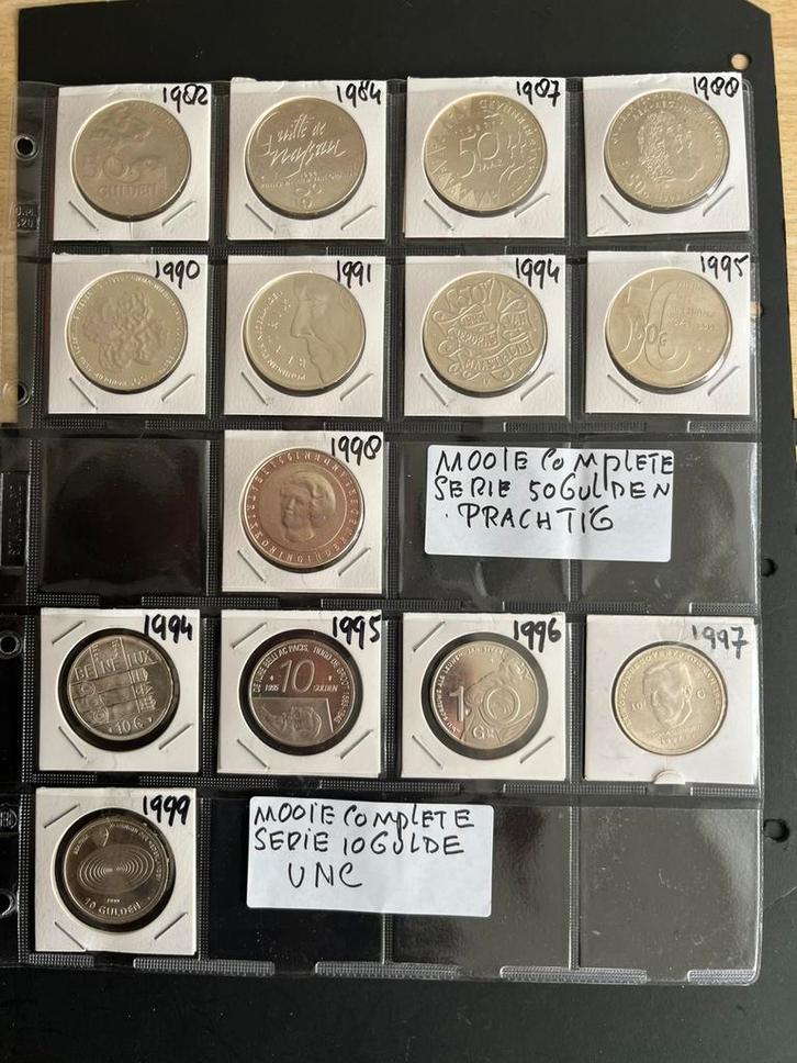BEATRIX PRACHTIGE SERIE 50 GULDEN +SERIE 10 GULDEN, Postzegels en Munten, Munten | Nederland, Setje, 50 gulden, Koningin Beatrix