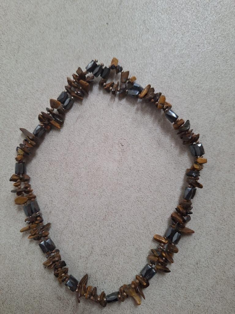 Magnetische ketting met tijgeroog, Sieraden, Tassen en Uiterlijk, Kettingen, Gebruikt, Bruin, Verzenden, Steen of Mineraal