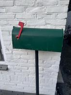 Groene brievenbus op paal, Tuin en Terras, Ophalen, Gebruikt, Staal, Staande brievenbus