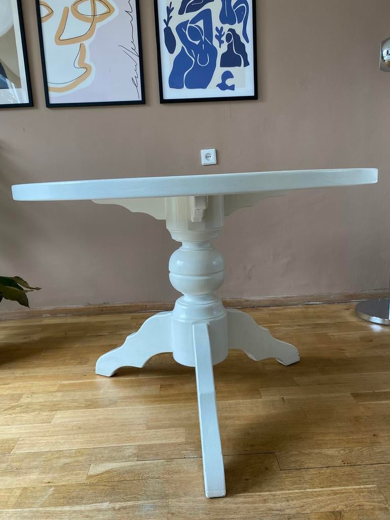 Ronde eettafel 106 cm massief hout, Ophalen, Gebruikt, Rond, 100 tot 150 cm