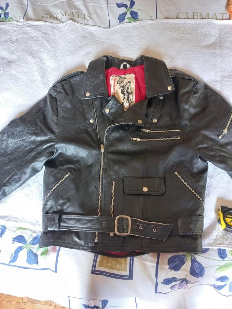 Lederen zwart motorjack, maat M, Motoren, Kleding | Motorkleding, Ophalen of Verzenden