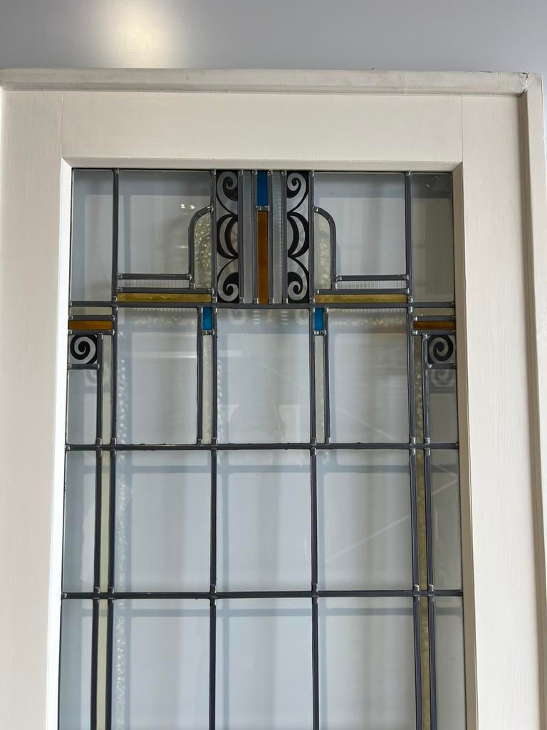 Antieke ensuite schuifdeuren glas in lood met motief, Doe-het-zelf en Verbouw, Deuren en Horren, Binnendeur, Ophalen of Verzenden