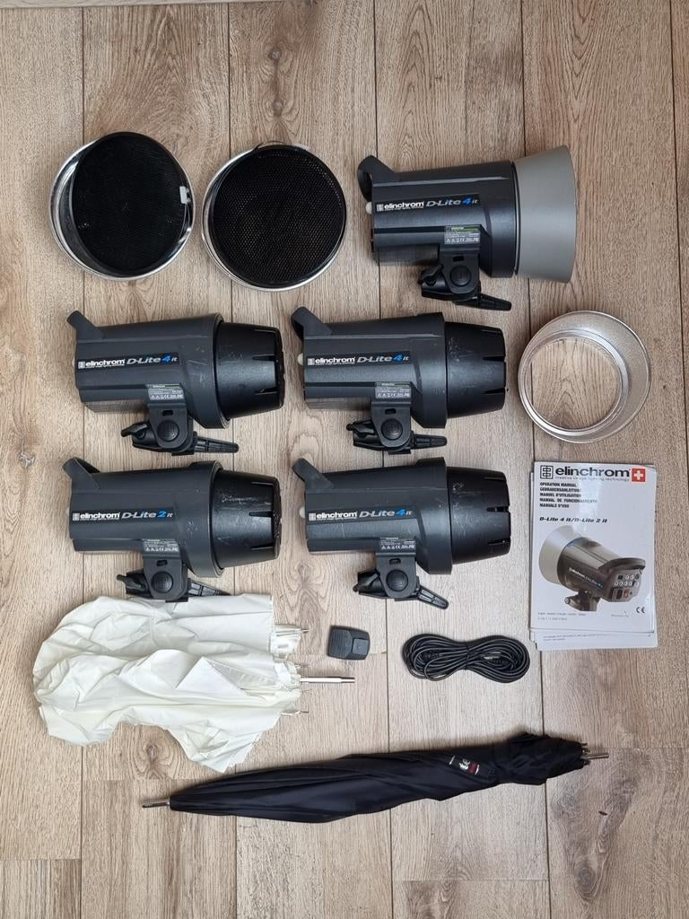 Elinchrom studioflitser 5 stuks (4x D-lite 4it & 1x D-lite 2, Ophalen, Gebruikt