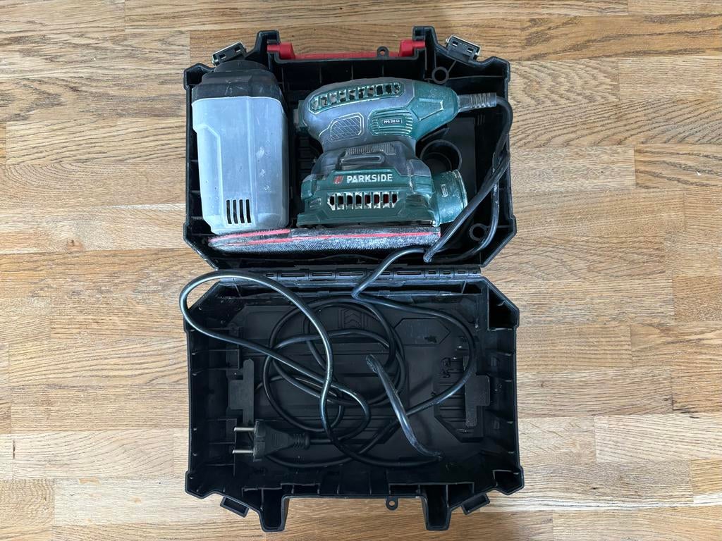 Parkside PPS 200 C2 schuurmachine met stofopvang & koffer, Ophalen, Gebruikt, Minder dan 600 watt, Vlakschuurmachine