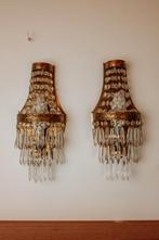 Antieke Franse kristallen wandlampen, set van 2, Ophalen of Verzenden, -, -, -