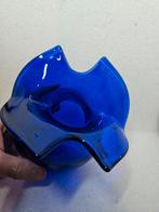 Vintage glazen vaas design blauw glas kraagvaas kobalt, Ophalen of Verzenden