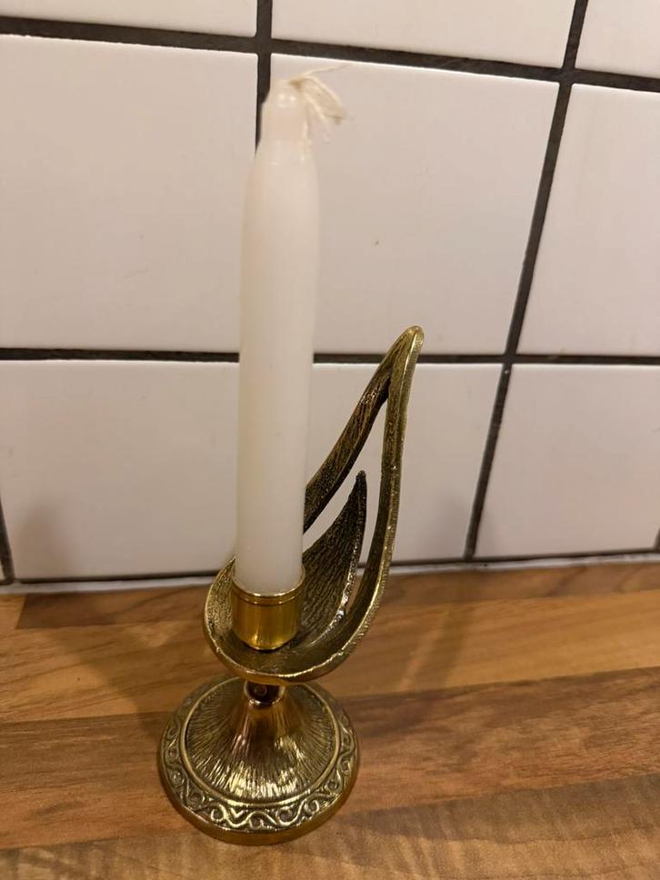 Kandelaar met opdruk jerusalem, Antiek en Kunst, Antiek | Kandelaars, Koper of Brons, Ophalen of Verzenden