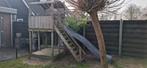 Houten klimtoestel met glijbaan - Gratis af te halen, Ophalen of Verzenden, Gebruikt, Klimwand