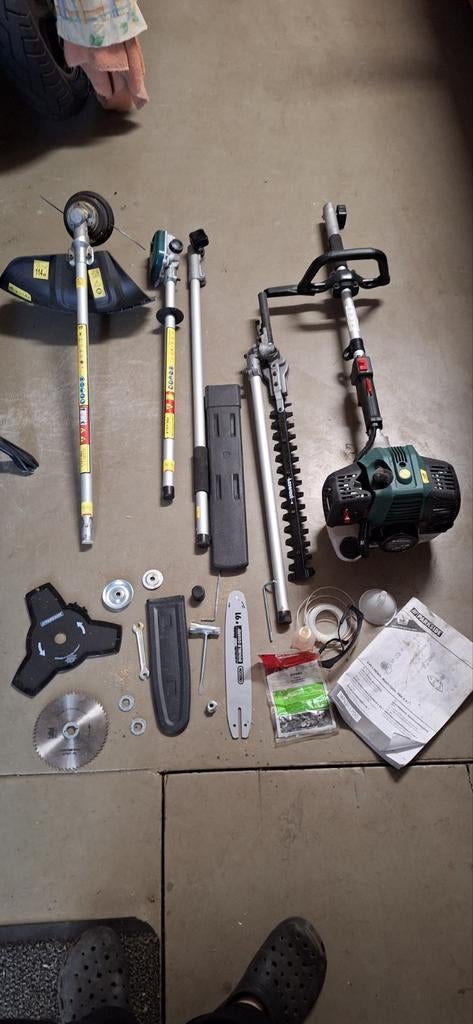 Parkside 4-in-1 Bosmaaier Heggesschaar Stok Kettingzaag, Ophalen, Benzine, Gebruikt, Parkside