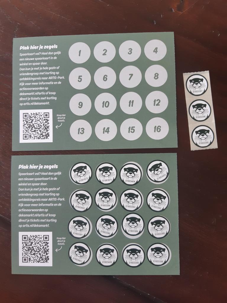 Spaaractie Dekamarkt Korting Artis, Ophalen, Zegels, Bonnen of Punten