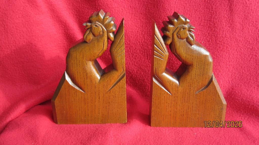 Art Deco stijl boekensteunen., Antiek en Kunst, Houtsnijwerk, Minder dan 20 cm, Handgemaakt, Art deco