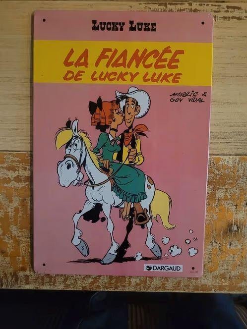 Lucky Luke metalen bord, Verzamelen, Stripfiguren, Ophalen of Verzenden, Overige figuren, Nieuw, Plaatje, Poster of Sticker