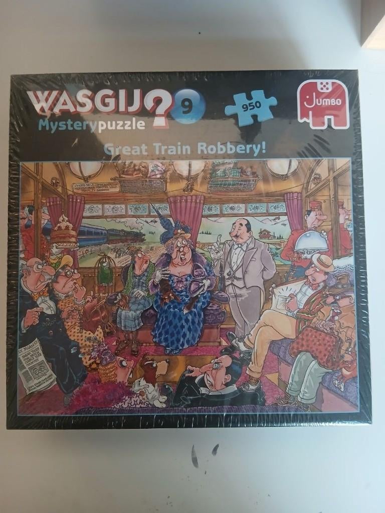 WASGIJ Mysterypuzzel "Great Train Robbery", Ophalen, 500 t/m 1500 stukjes, Nieuw, Legpuzzel
