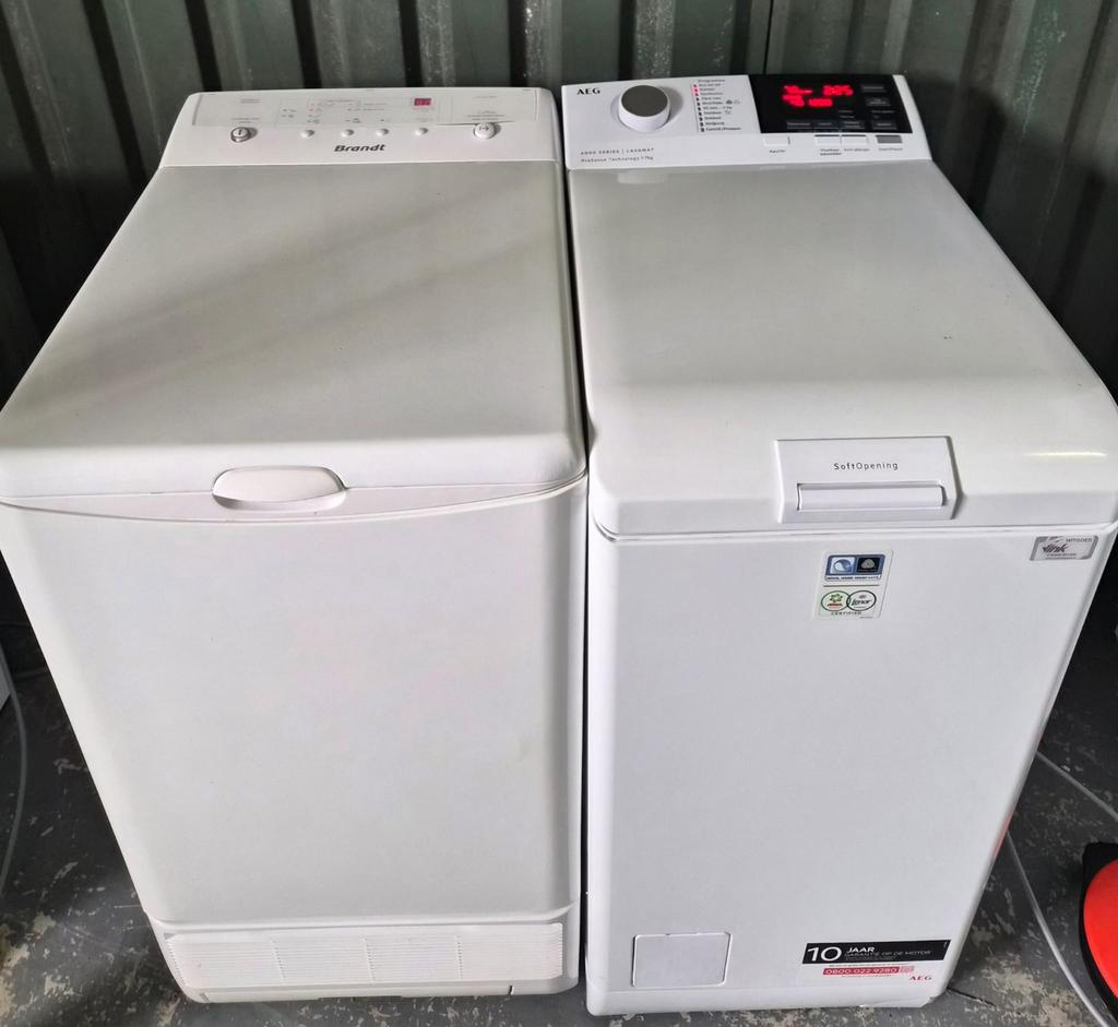 AEG wasmachine 7kg A+++ & Brandt condensdroger, Witgoed en Apparatuur, Wasmachines, Gebruikt, Bovenlader, Ophalen of Verzenden