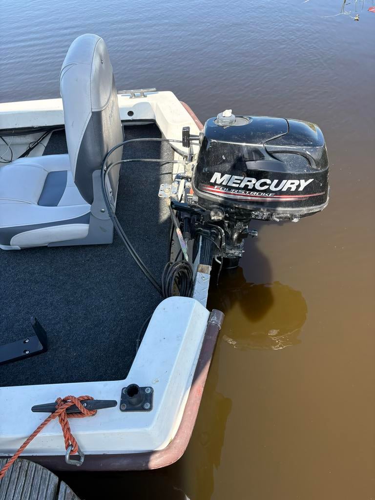 Visboot met buitenboordmotor, Watersport en Boten, Vis- en Consoleboten, Ophalen, Gebruikt, Tot 10 pk, 3 tot 6 meter