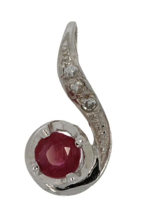 Diamant robijn briljant 14k gouden fraaie ketting hanger