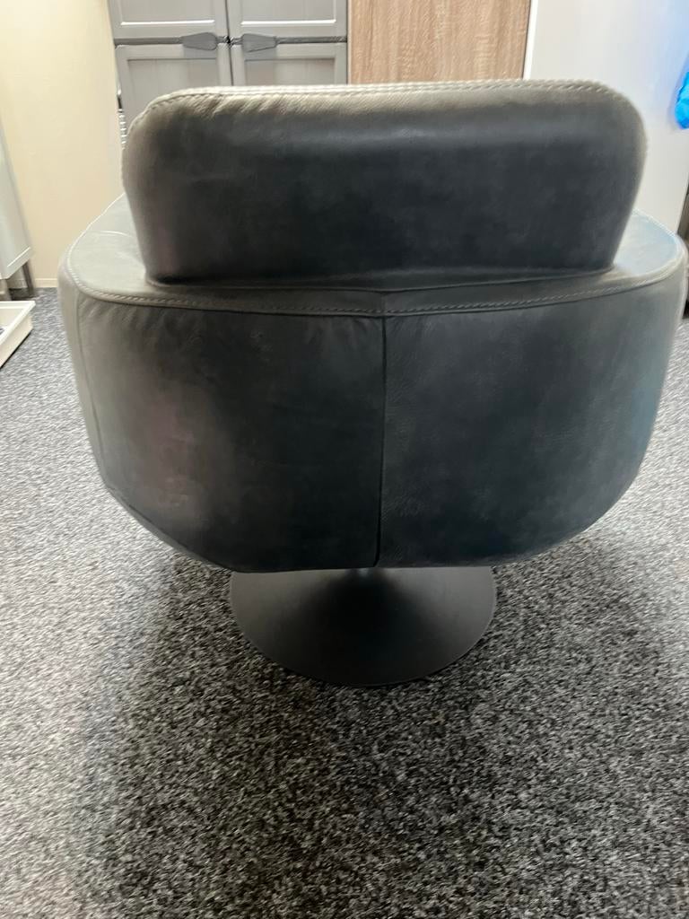 Lederen Kuipstoel (Draaiend), kleur blauw, Huis en Inrichting, Ophalen, Gebruikt, Blauw, Leer