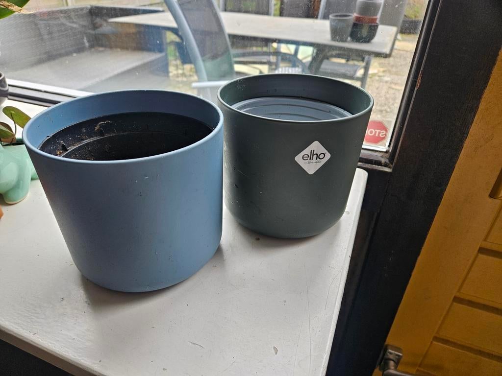 2 Elho bloempotten 14 cm, Kunststof, Gebruikt, Minder dan 30 cm, Minder dan 60 cm