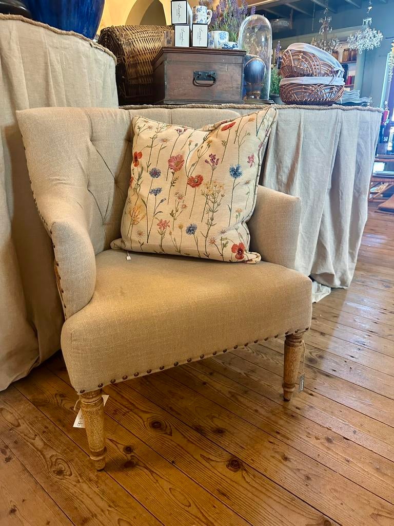 Lichte stoel met houten poten, Huis en Inrichting, Stoelen, Gebruikt, Eén, Hout, Grijs, Ophalen