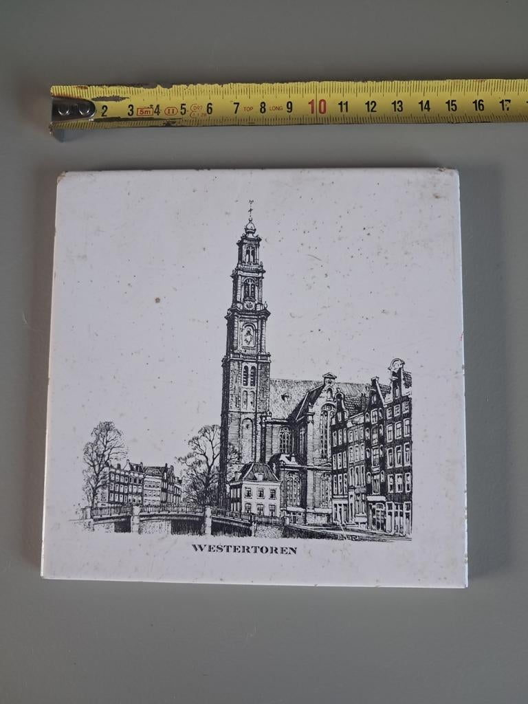 Antieke tegel Westertoren Villeroy & Boch Mettlach, Ophalen of Verzenden