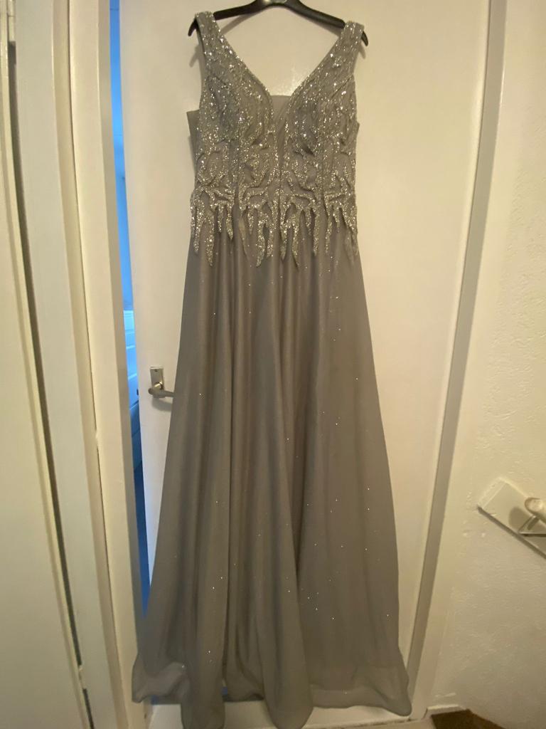Feest jurk/gala jurk, Galajurk, Zo goed als nieuw, Grijs, Ophalen